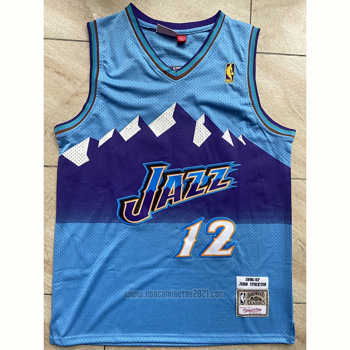 Camiseta Utah Jazz John Stockton #12 Mitchell & Ness 1996-97 Azul